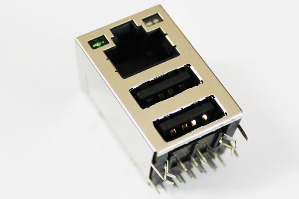 Quality Stacked Double USB Multi-port RJ45 Connector Shielded 10/100/1000M RU1-161A1Z2F for sale