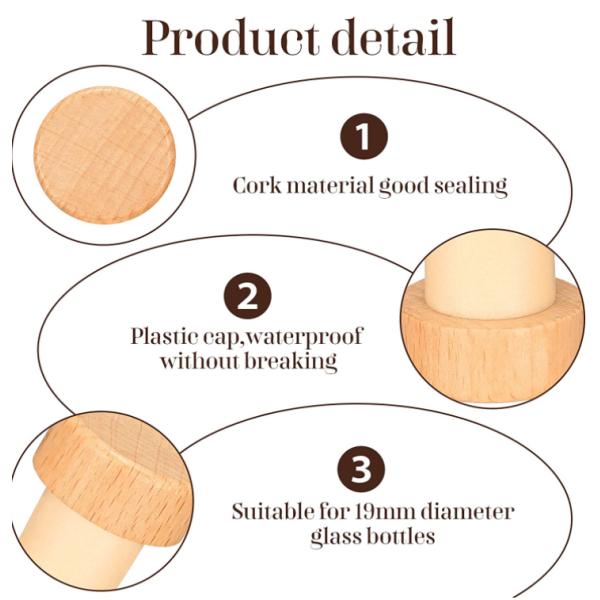 Clear T Cork Stopper Non Spill For Customized Whisky Bottles