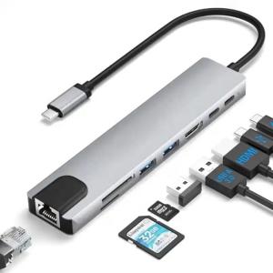 China Versatile 8-In-1 USB Type C Hub Multiport Adapter for Multi-Tasking and Data Transfer on sale