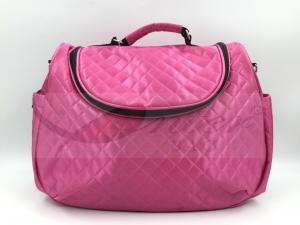 China Pink Satin Quilted Tote Diaper Bags With Strap Easy Carry Big Capacity on sale