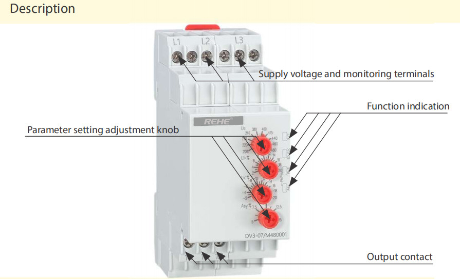 DV3-07 Voltage Relay Adjustable Monitoring Voltage Protecter 480V