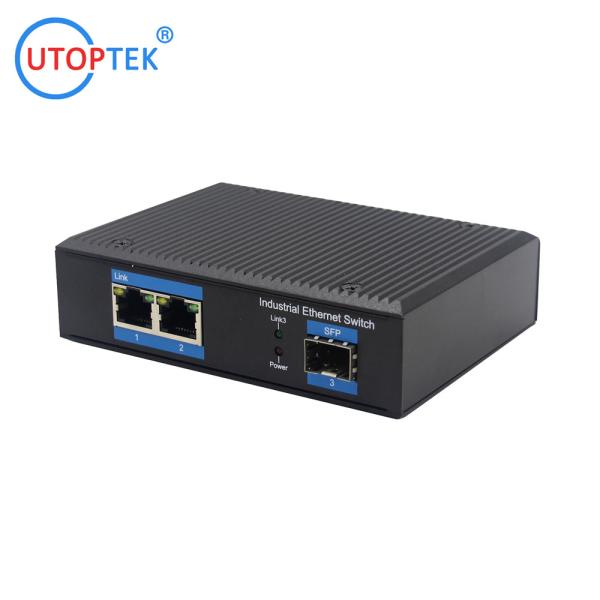 UT12F-SFP unmanaged industrial 2x10/100Base-Tx + 1x100M-Fx SFP ethernet switch DIN Rail