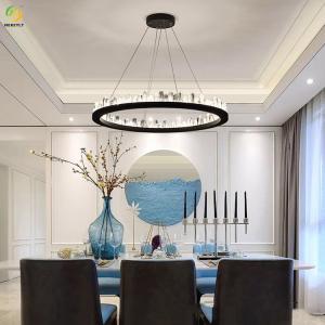 China Round LED Modern Ring Light Luxury Atmosphere Living Room Crystal Lamp on sale