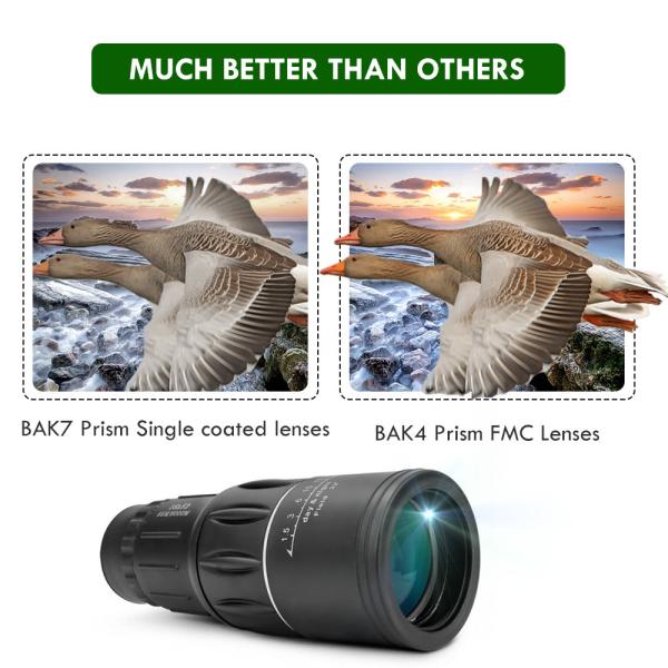 16x52 Zoom Hiking Monocular Telescope , 16x52 Monocular Dual Focus Optics Zoom Telescope