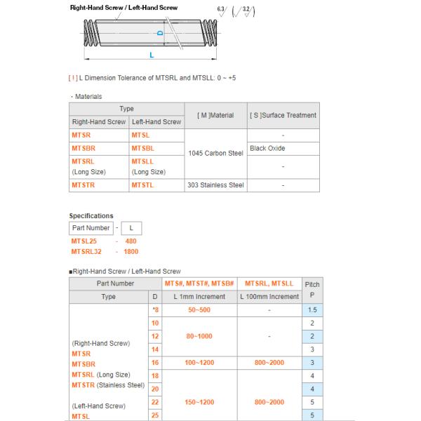MISUMI Lead Screws - Straight Series MTSTL18-[150-1200/1] new and 100% Original