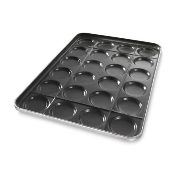 RK Bakeware China Foodservice 42495 Chicago Metallic Aluminized Steel 24 Mold 1.95 oz. Hamburger Bun Tray/Muffin Top Pan