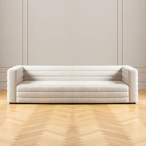 White Modern Fabric Sofa Set Segmented Splicing Comfortable Couch Set