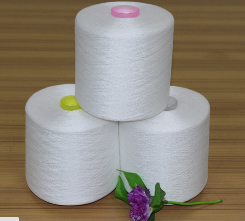 Raw White Paper Cone 100% Polyester Spun Yarn 20/2 40/2 With Platic Tube