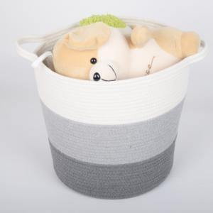 China Decorative custom woven cotton rope laundry toys candy storage fabric small round container wholesale spa gift baskets s on sale