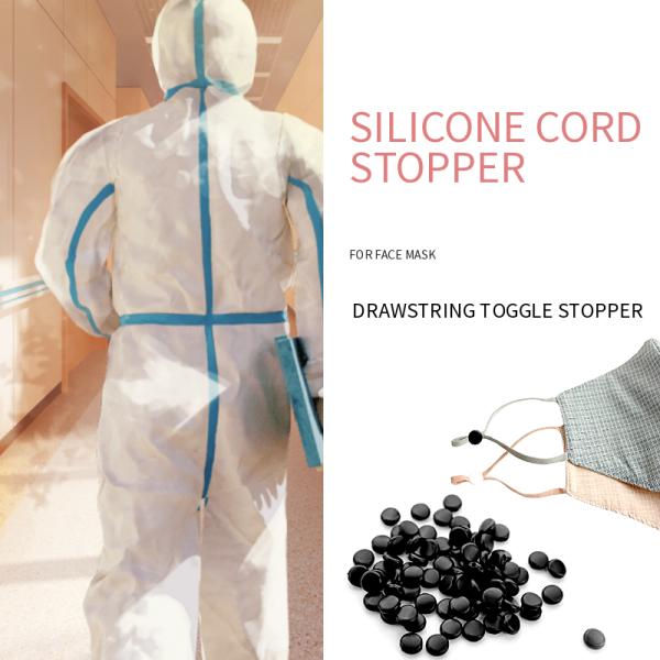 Black Silicone Cord Stopper | Drawstring Toggle Stopper