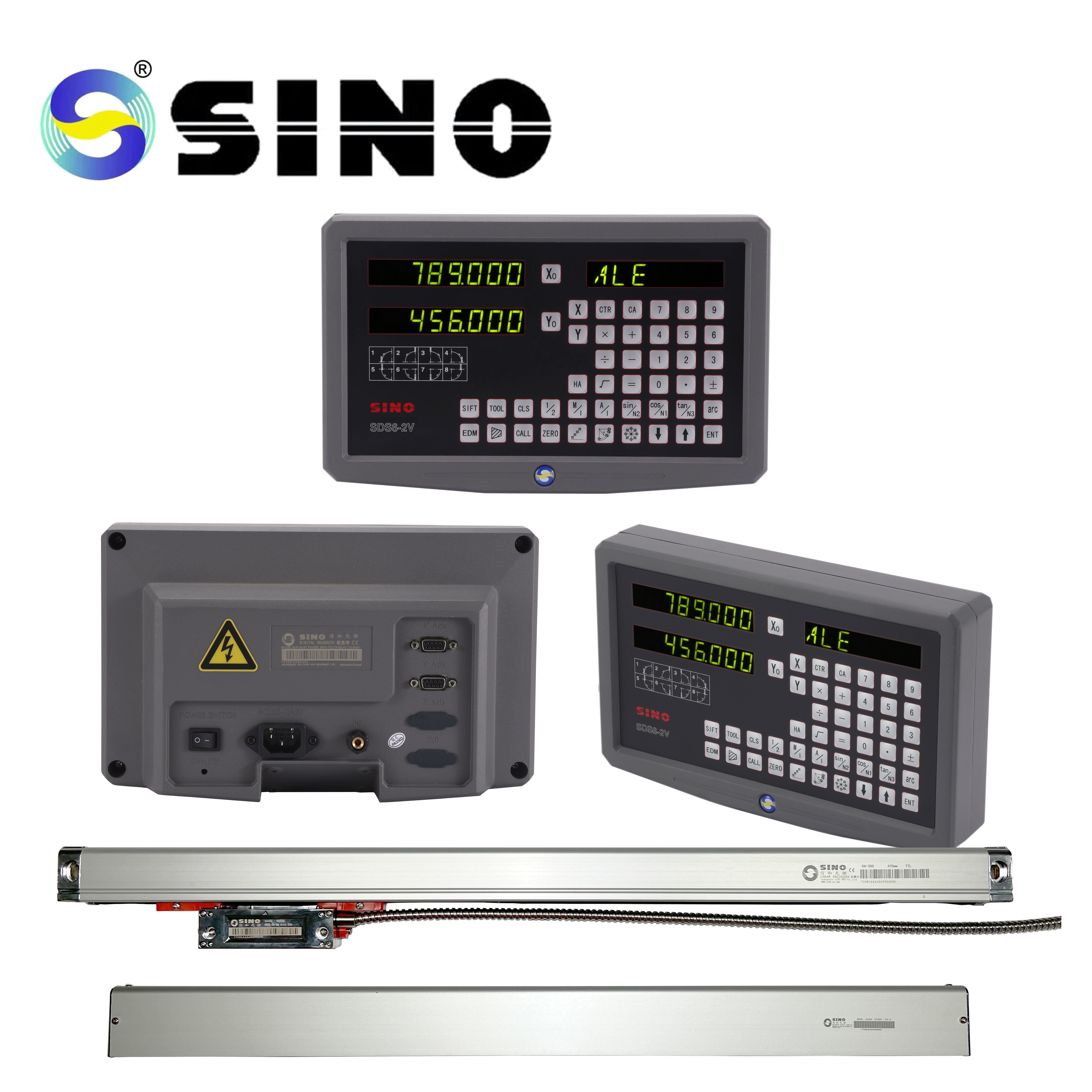 Multi Function Rational 2 Axis Digital Readout With Linear Scales RS422
