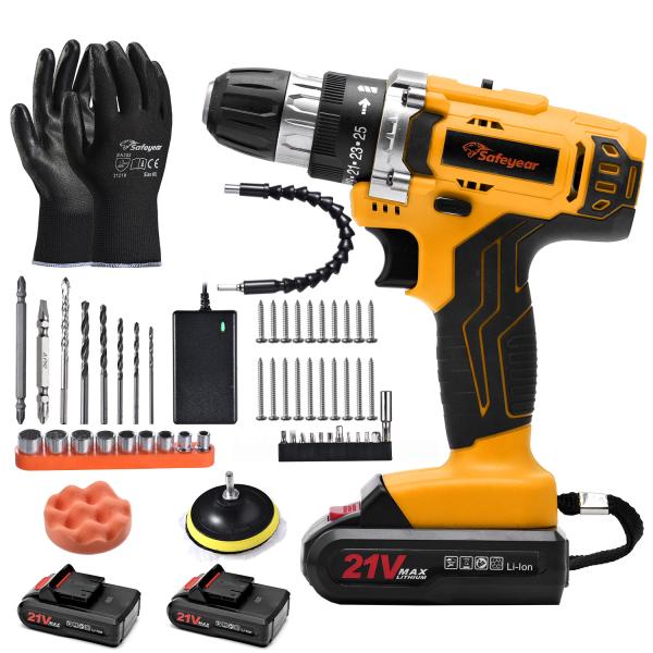 21Volt Cordless Power Tools Combo Kits 41PCS Lithium Ion Battery Operated Drill