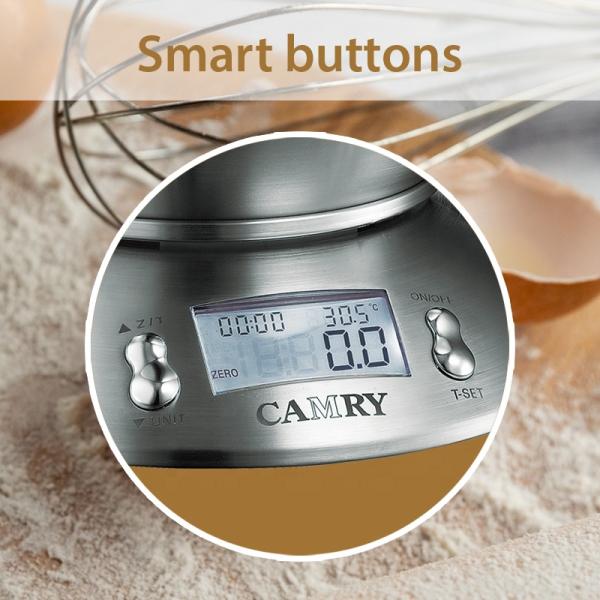 5kg Maximum Weight Recommendation Stainless Steel Electronic Kitchen Scale with Scale Tray Timer and Digital Thermometer