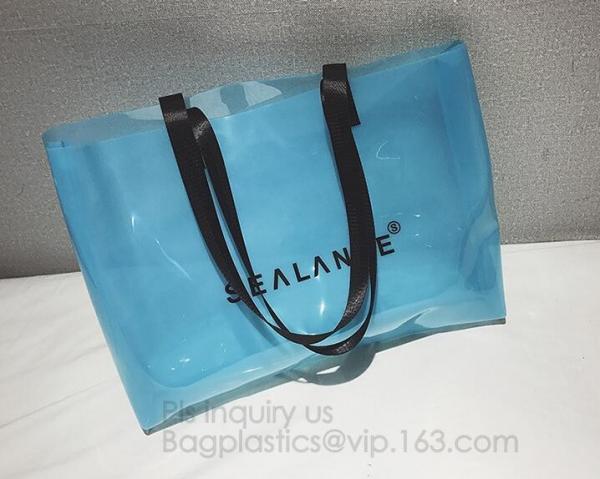 pvc transparent zipper bikini cosmetic bag, tote lady waterproof PVC swimming transparent beach bag, beach bag swimming