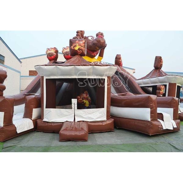Amusement Park Inflatable Jumping Castle With Three Slides