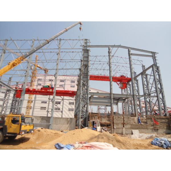 PU Wall Panel Q345 Q235 Steel Frame Building With Galvanized C/Z Purlins