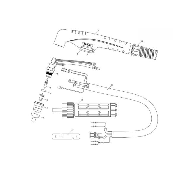 Copper Pt 60 Plasma Torch 4.5-5.5 Bar Air Pressure 5 Meter Standard Length