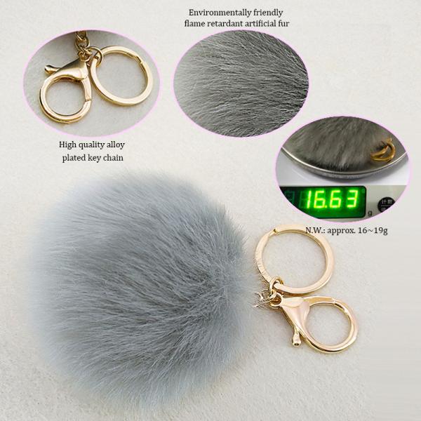 Faux Big Fluffy Pom Pom Keyring 20g Weight Multicolor 4.7in Tall