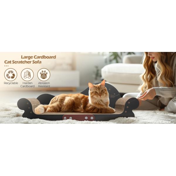 Cat Scratching Board Cat Couch Scratcher Cardboard, Durable Scratch Lounge Bed, Long Lasting Scartching Pads