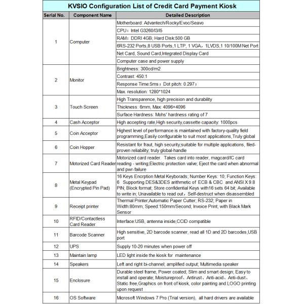 Easy Operating Self Service Payment Terminal With MSR Card Reader