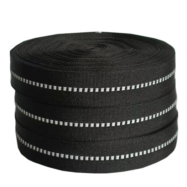 2cm Black Polyester Reflective Webbing Tape For Clothing Custom