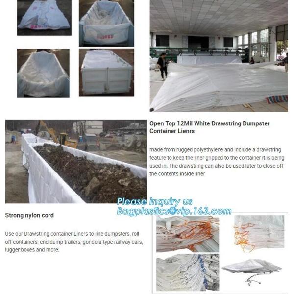 Dumpster 6Mill Open Top Roll Off Drawstring Container Liners,Open Top Drawstring 6 Mil Roll Off Container Liners, BAGEAS