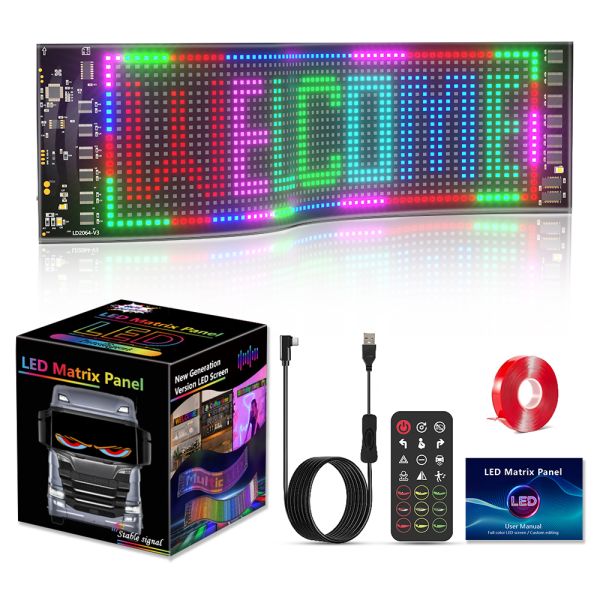 Scrolling Huge Bright Advertising LED Signs, 23.4''x4.7'' Flexible Custom USB 5V Bluetooth APP Control Text Pattern Animation Programmble LED Sign for