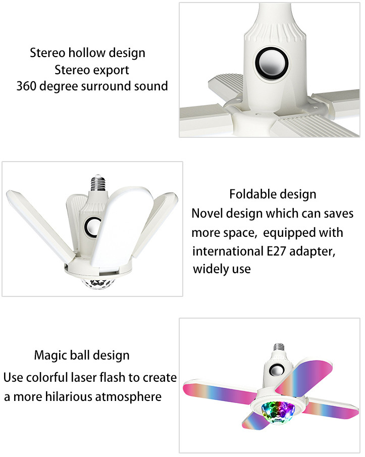 Music Playing LED E27 Bluetooth Light Bulb Speaker With RGB Controller