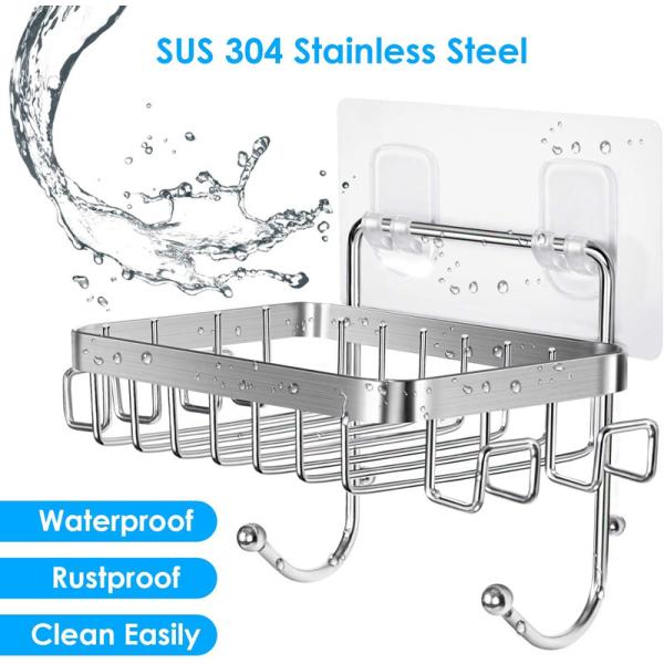 Wall Mounted Square Strong Adhesive Hanging Soap Dish Stainless Steel Soap Basket for Toilet