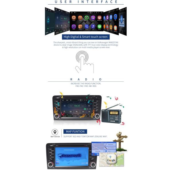 Android 7.1 Audi In Car Stereo Dvd Player 3g Wifi BT AM FM Supported