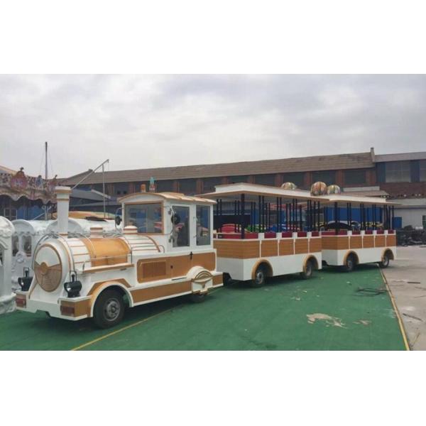 Customized Color Trackless Train Amusement Ride With FRP And Steel Material