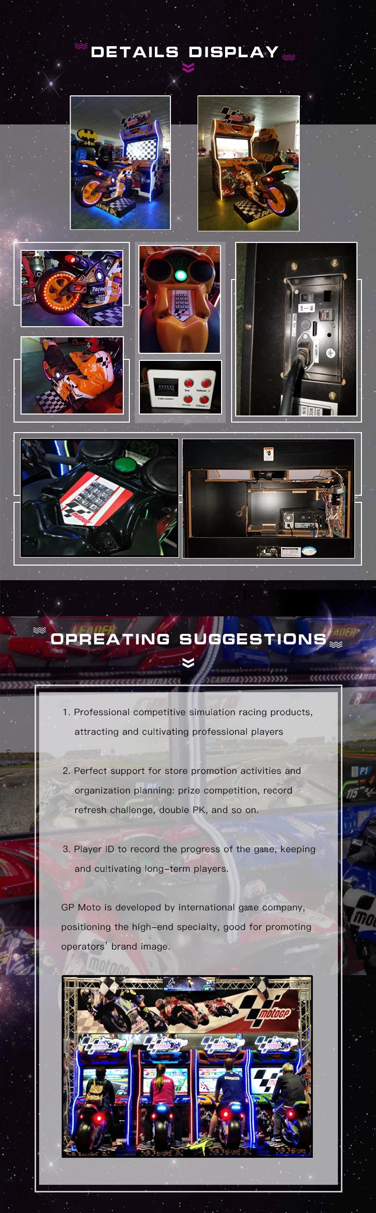 Moto Bike Simulating Arcade Racing Game Machine With Multiple Players Linkable Function