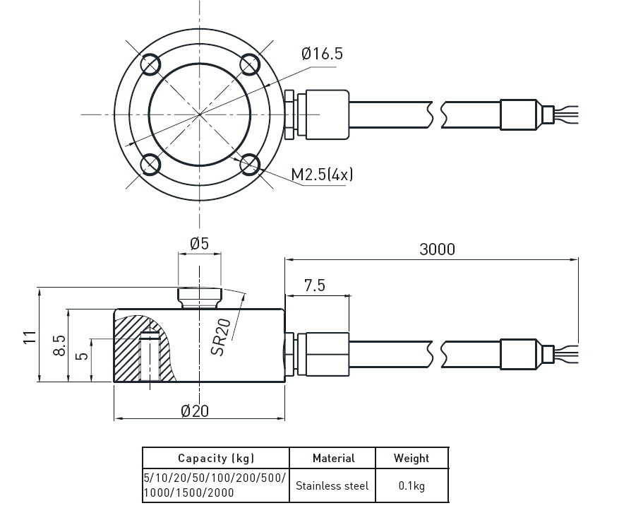 Small Tank Weighing Compression Load Cell Strain Gauge , Button Type