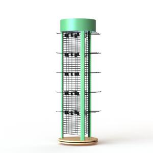 China Iron Tubular 3 Sides Grid Wall Metal Spinner Display Racks With Wire Hooks on sale