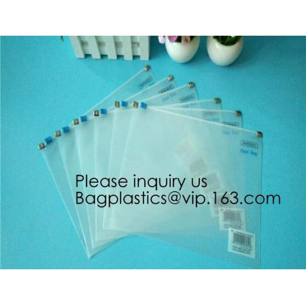 Metal Clip Zipper Slider Closure Bags, Zip Envelope, Clear Color A5 Size Paper Document File Invoice Bill Zipper Bag Pen