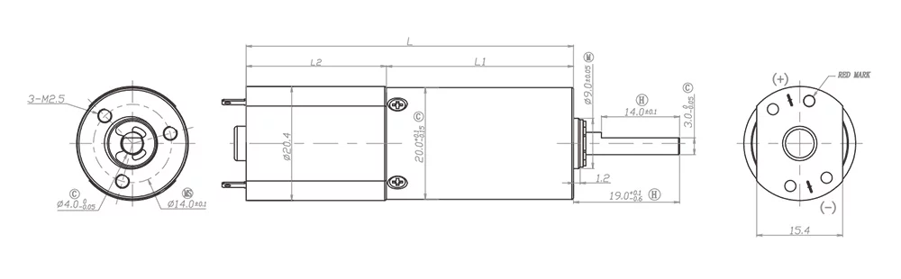 20mm gearbox drawing