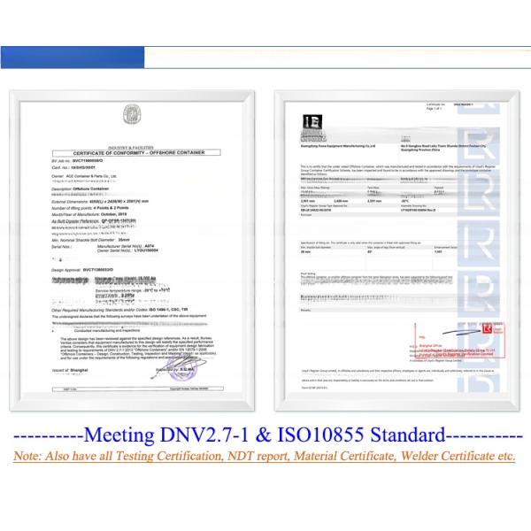 10ft DNV 2.7-1 Standard Frame Container Certified Offshore Tank Internal Dimensions l x W x H mm 7.6 to 8.2 cbm