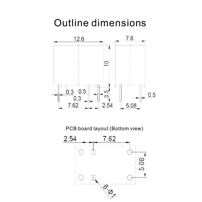 SPDT 6 Pins 1A 12V Signal Relay 0.15W Mini PCB Mount RSA-112L For Traffic System