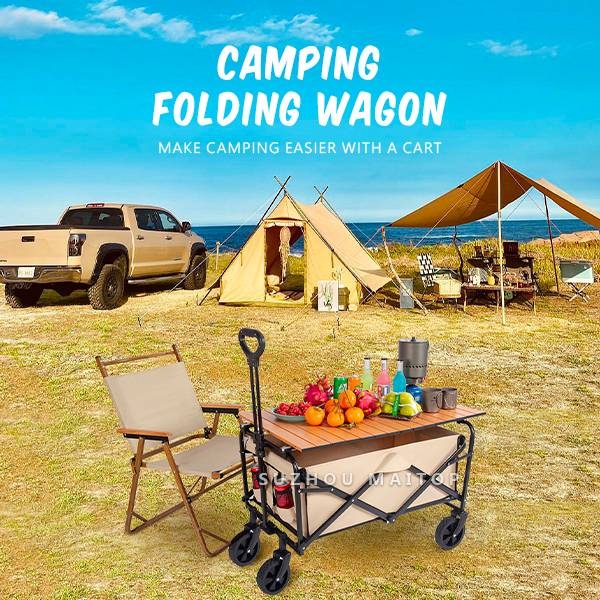 5" PVC Wheels No Brake Folding Wagon Cart Removable Camping Fold Up Wagon