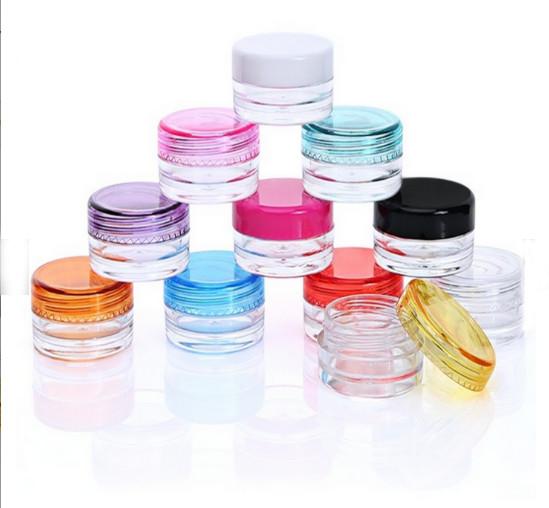 Quality Beauty Products Plastic Cosmetic Containers PS Clear Body With Pot Black Lids for sale