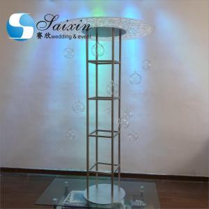 Wholesale Acrylic Flower Stand Wedding Carved Works Silver Display With Hanging Ball Terrarium from china suppliers