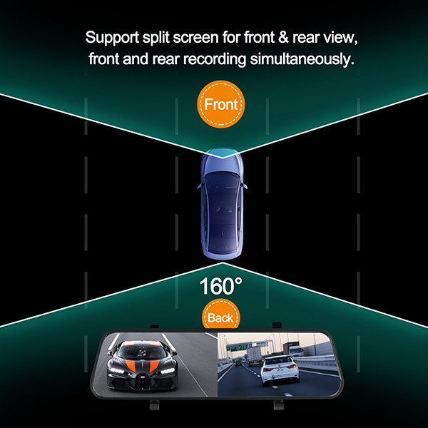 DVR Function Night Vision Backup Cameras 10 Inch Mirror Dashcam