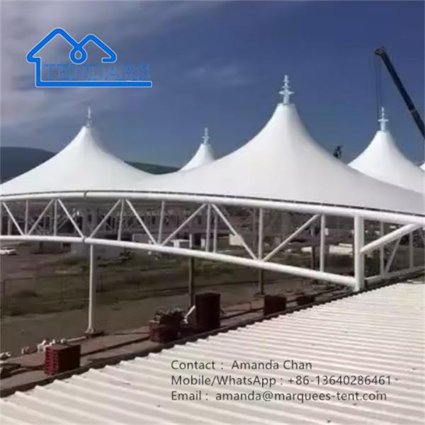 Heavy Duty Shade Membrane Structure Weave White Color Tarps Pvc Vinyl Tent