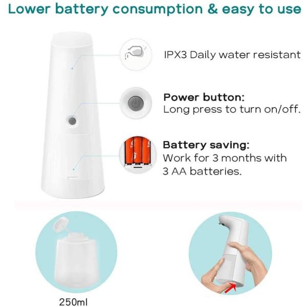 FCC Countertop Touchless Hand Sanitizer Dispenser 250ML Washroom ABS