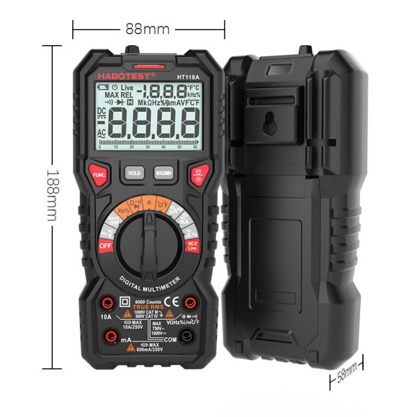 Habotest Automatic Digital Multimeter Capacitance Live Wire Check 1000V Ammeter