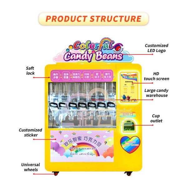 Coin Mechanism Automated Candy Dispensing Vending Machine 200KG