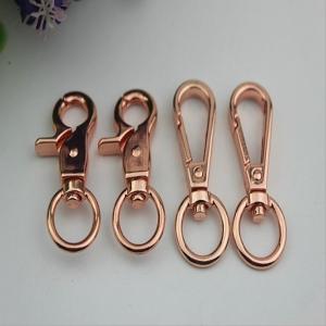 China Leather handbag hardware rose gold swivel hook snap 14 mm & 13 mm round shape trigger snap hook on sale