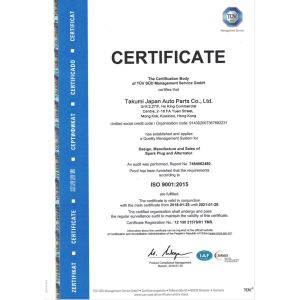 TAKUMI JAPAN AUTO PARTS CO.,LTD. Certifications