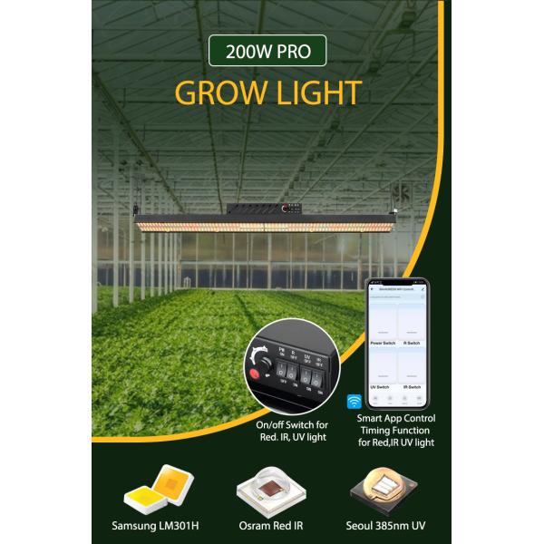 Full spectrum IP65 waterproof Samsung lm301h uv ir 2 strip bar 200w grow light bar 0