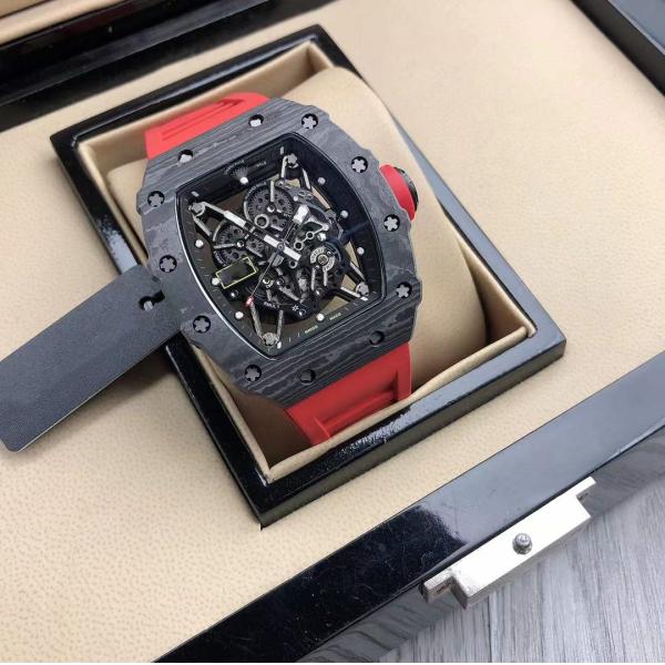 Sapphire Crystal Men'S Mechanical Watch Richard Mille Silicone Wrist 26cm